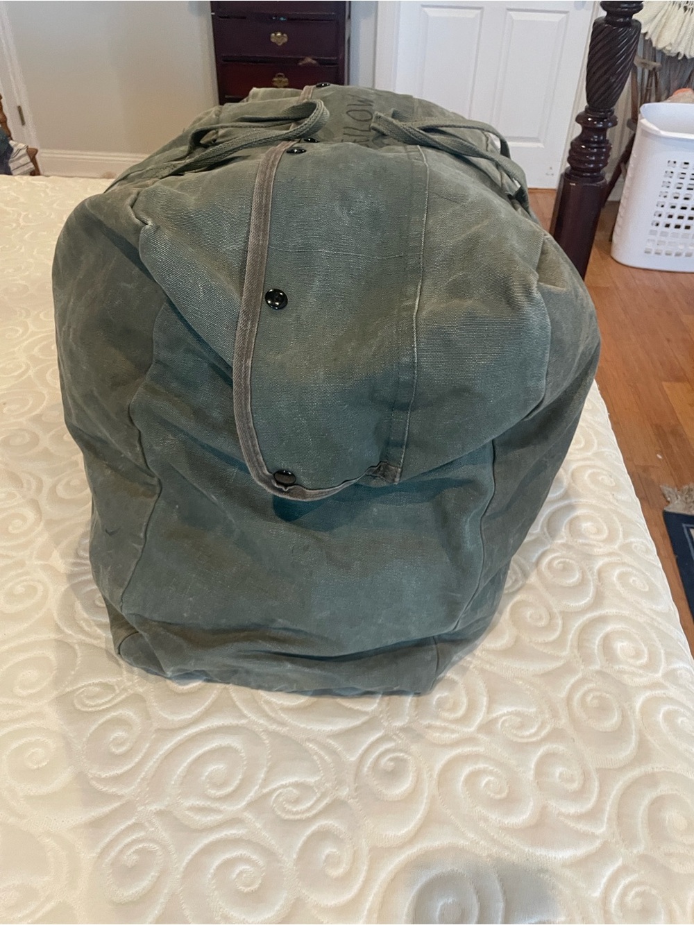 Vintage flyers kit mobility bag US military pilot Canvas Duffle Bag Olive Green - Picture 5 of 12